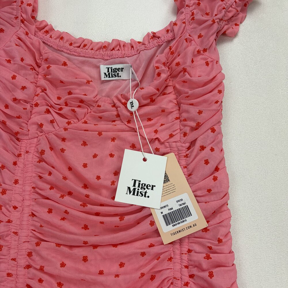 Tiger Mist Pink Ruched Bodycon Mini Dress Size M - Picture 8 of 10